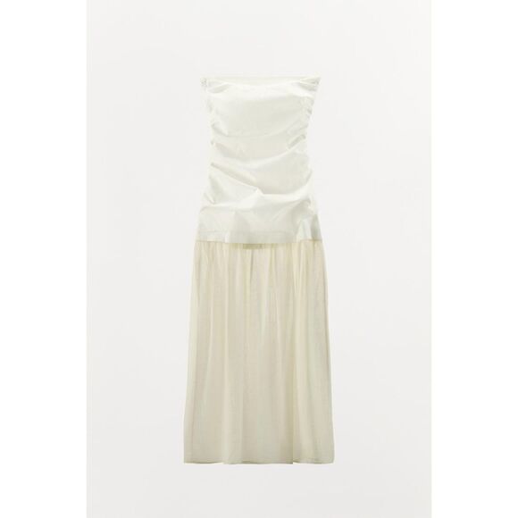 NWT ZARA COMBINATION STRAPLESS MIDI DRESS - Picture 10 of 12